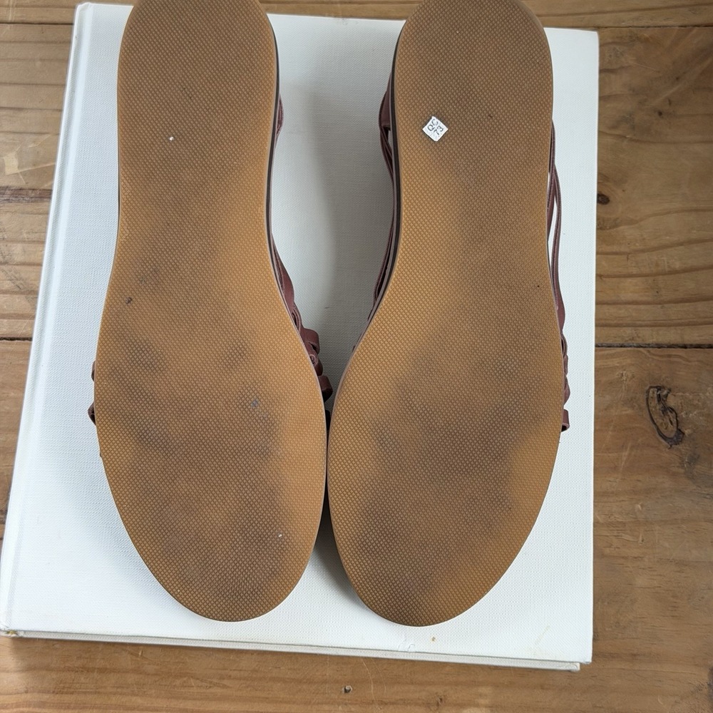 Women's Quince 100% Leather Huarache Flat In Color Brandy Size 9 - Picture 5 of 7